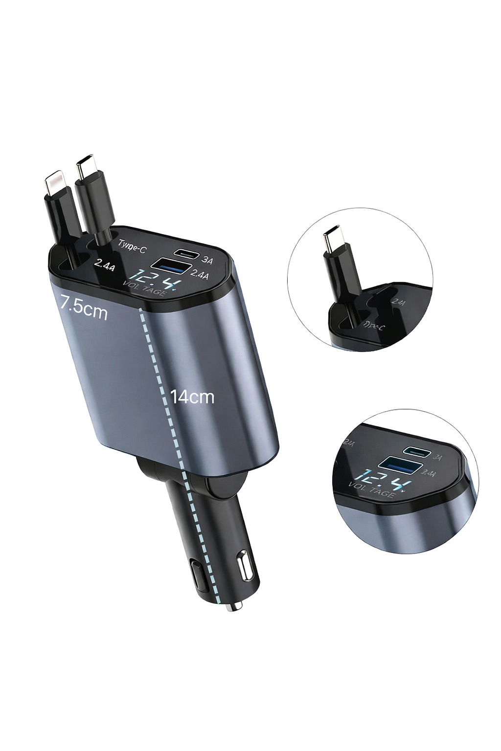 120W Retractable Fast Car Charger