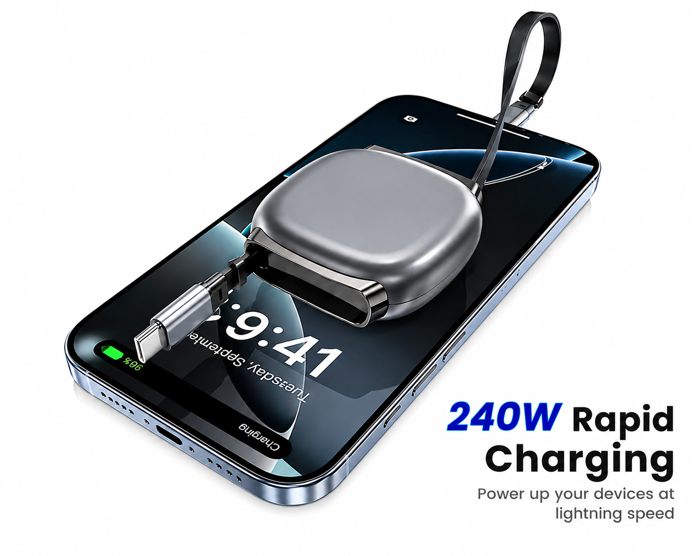 240W Type C Retractable Charging Cable