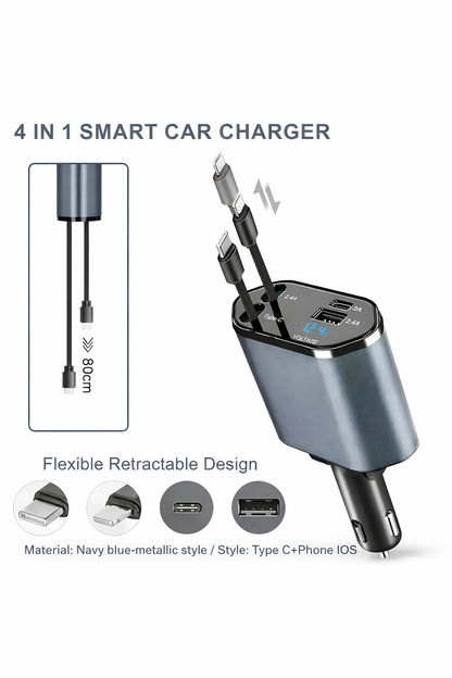 120W Retractable Fast Car Charger