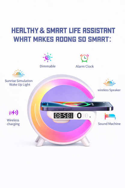 Bluetooth Speaker & Wireless Charging - RGB Sunrise Alarm Clock