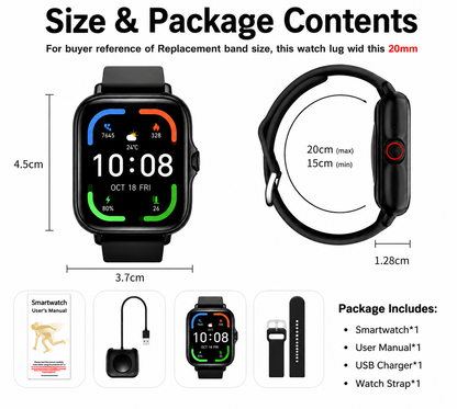 Smart Watch – 4.65cm Full Touch Screen | Call, Fitness & Notifications